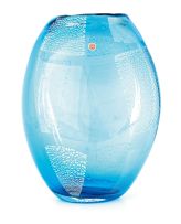 A Toso Murano blue glass 'patchwork' vase, 1980s