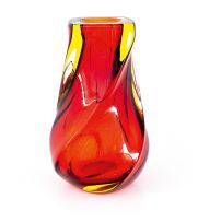 An Italian burnt-orange and yellow sommerso glass vase