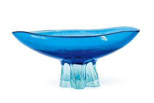 A Fratelli Toso blue and aquamarine glass bowl, 1970s