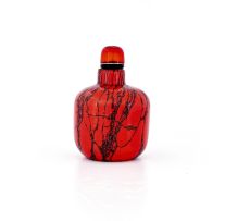 A 'Toni' Zuccheri for Venini & Co 'Giada' burnt-orange glass bottle and stopper, 1964