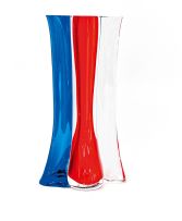 A Barbini Murano blue, red and clear glass vase