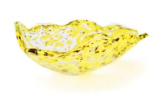 An Italian acid-yellow and aventurine glass dish
