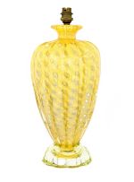 A Barovier & Toso mottled yellow, iridiscent and sommerso glass lamp, 1960s