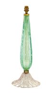 An Italian green and clear glass lamp, possibly Seguso, 1960s