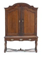 A Cape stinkwood, teak, satinwood and fruitwood cabinet-on-stand, 18th century
