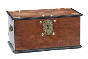 An Anglo Indian teak, ebony and brass-mounted kist, 19th century