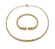 Gold torc necklace and bangle