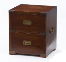 A small mahogany brass-bound chest, modern