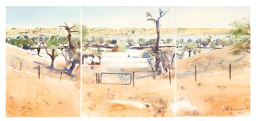 Ulrich Schwanecke; Namibian Boundary Fence, Triptych