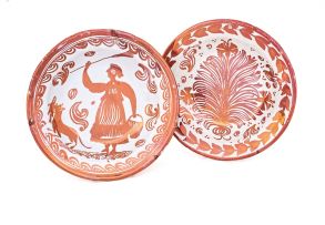 Two lustre pottery plates