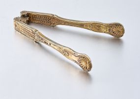 A pair of Victorian silver-gilt King's pattern nutcrackers, Mary Chawner & George Adams, London, 1840