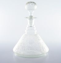 A Bohemian engraved glass decanter and stopper, late 19th century