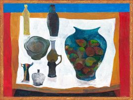 Cecil Skotnes; Still Life with Bottles and a Vase