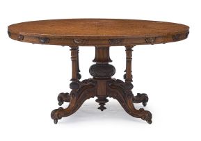 A Victorian burr-walnut and walnut centre table