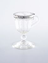 A silver-mounted custard glass, 19th century