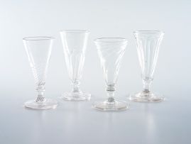 A group of four dwarf ale glasses, late 18th/early 19th century