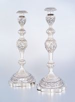 A pair of George V silver Sabbath candlesticks, maker's initials MS, London, 1913