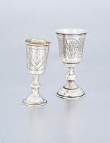 A Russian silver Kiddush cup, maker's mark worn, assay master Anatoly Apollonovich Artsybashev, Moscow, 1892