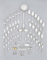 A part set of Cape silver Fiddle pattern flatware, William Moore, mid 19th century