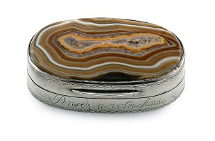 A Cape silver-mounted agate snuff box, Daniel Beets, early 19th century