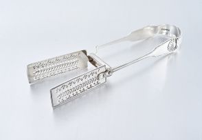 A pair of William IV silver Fiddle, Thread and Shell pattern asparagus tongs, unknown maker's initials JH over AH, London, 1837