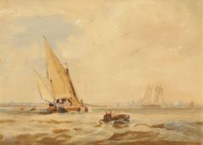 George Hyde Chambers; Sailboats in a Fresh Breeze