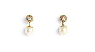 Pair of South Sea pearl and diamond earrings