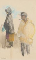 Marjorie Wallace; Woman with a Man Smoking a Pipe