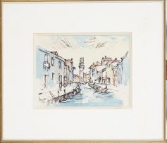 Gregoire Boonzaier; Canal Scene in Venice with Tower