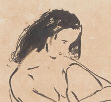 Jean Welz; Nude Hugging her Knee