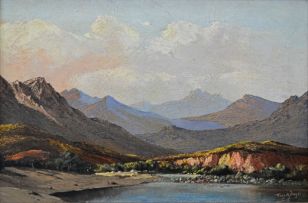 Tinus de Jongh; Lake in the Mountains