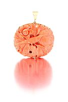 Chinese carved coral pendant