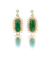 Pair of jade and diamond earrings