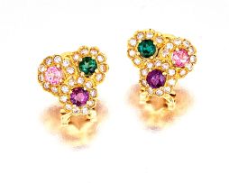 Pair of tourmaline and diamond earrings