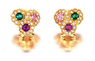 Pair of tourmaline and diamond earrings