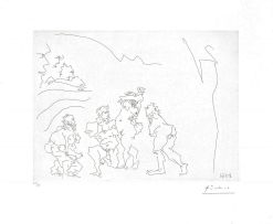 Pablo Picasso; Au théâtre: Vieillards regardant un barbu enlacer une femme nue (B. 1407; Ba. 1422)