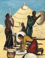 Pranas Domsaitis; Bantu Women Grinding Mealies