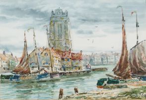 John Hamilton Glass; Dutch Canal with Boats