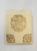 A Chinese Canton Export carved ivory card case, 19th century