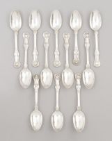 Ten Victorian Queen's pattern silver teaspoons, Samuel Hayne and Dudley Cater, London, 1861