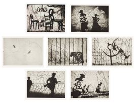 William Kentridge; Zeno II: including Planes; Chairs; Soldiers/Italian Front; Prosthetic Leg; Caged Panther; Bowlers and Man/Woman