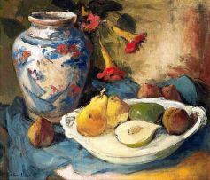 Alexander Rose-Innes; Ceramic Vase, Fruit and Flowers