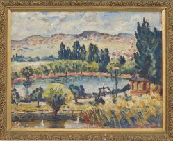 Reginald Turvey; Landscape with a Dam