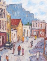 Kenneth Baker; A Busy Street, District Six, Cape Town, recto; Still Life, verso