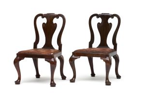 A pair of George II style mahogany side chairs