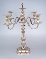 A Sheffield-plate five-light candelabra, late 19th century