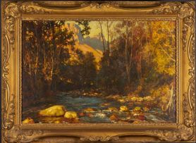 Edward Roworth; Trout Stream and Autumn Woods, Jonkers Hoek, Stellenbosch