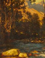 Edward Roworth; Trout Stream and Autumn Woods, Jonkers Hoek, Stellenbosch