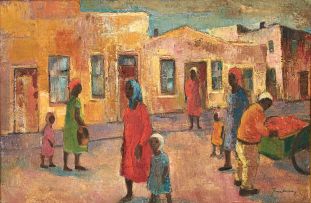 James Thackwray; District Six with Figures in a Street