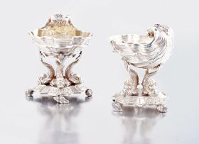 A pair of George V silver salts, Sebastian Henry Garrard, London, 1911, retailed by Garrard & Co Ltd, Albemarle St, London